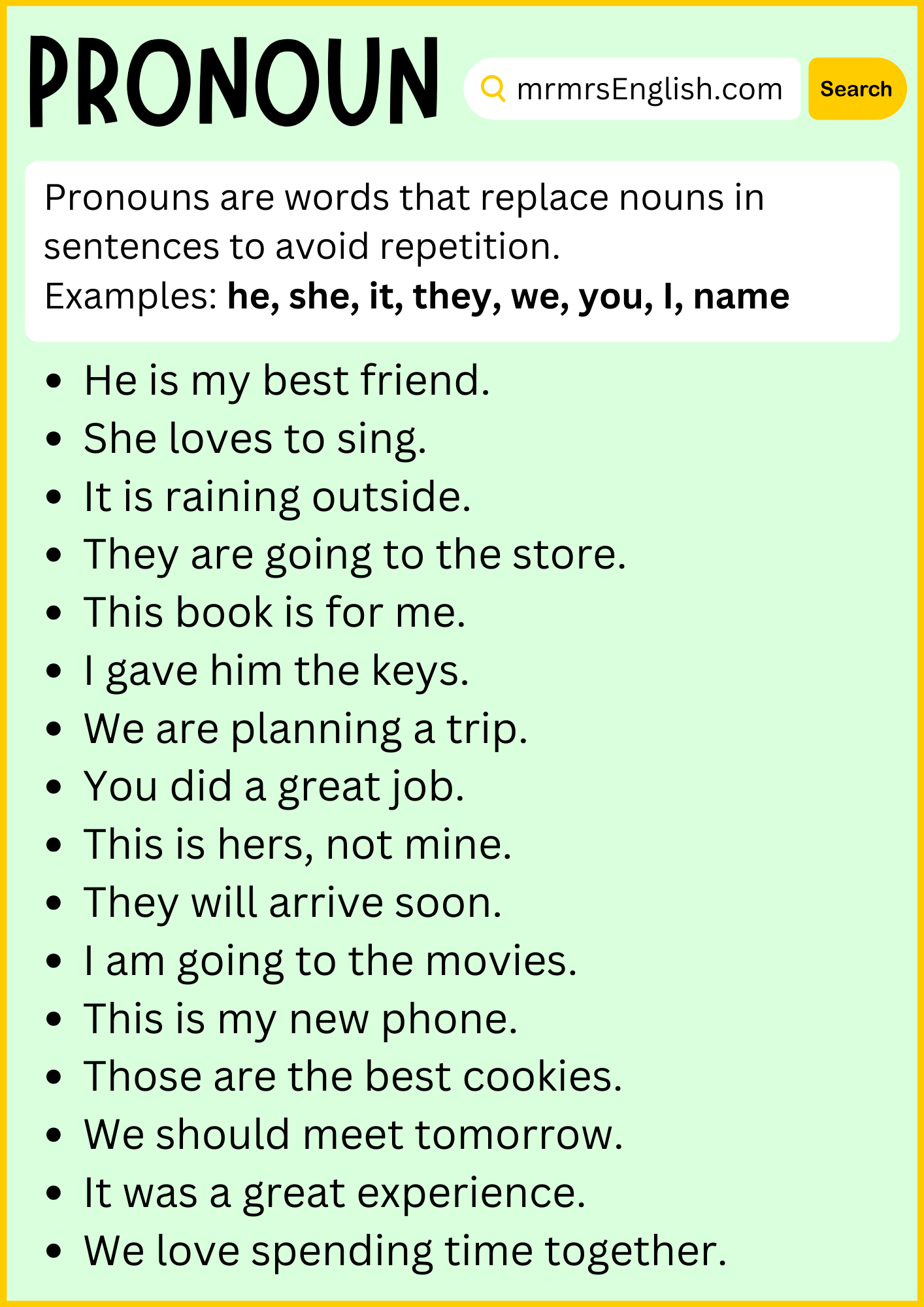 Nouns And Pronouns Definition With Examples In English Grammrary