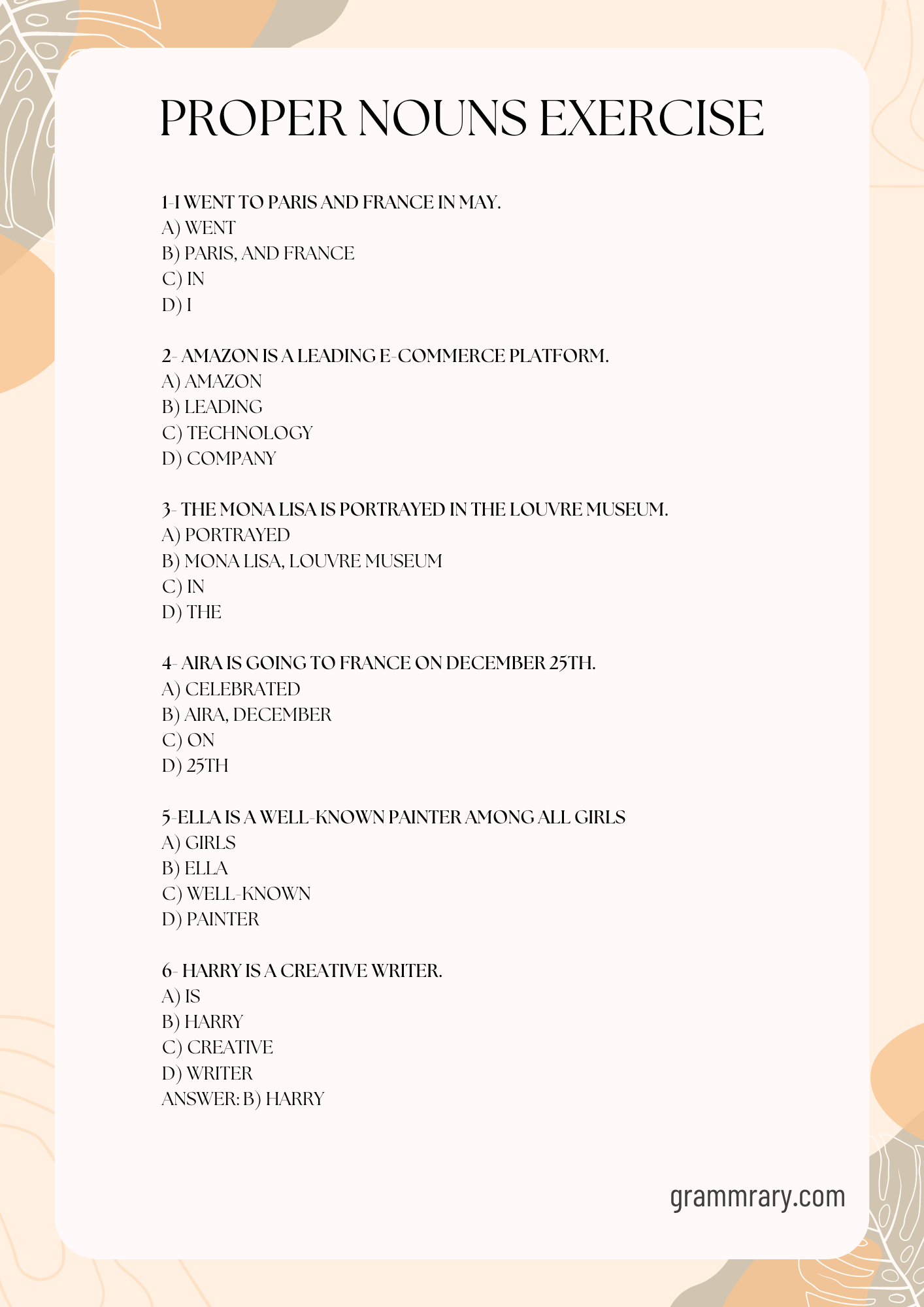 Proper Nouns worksheet