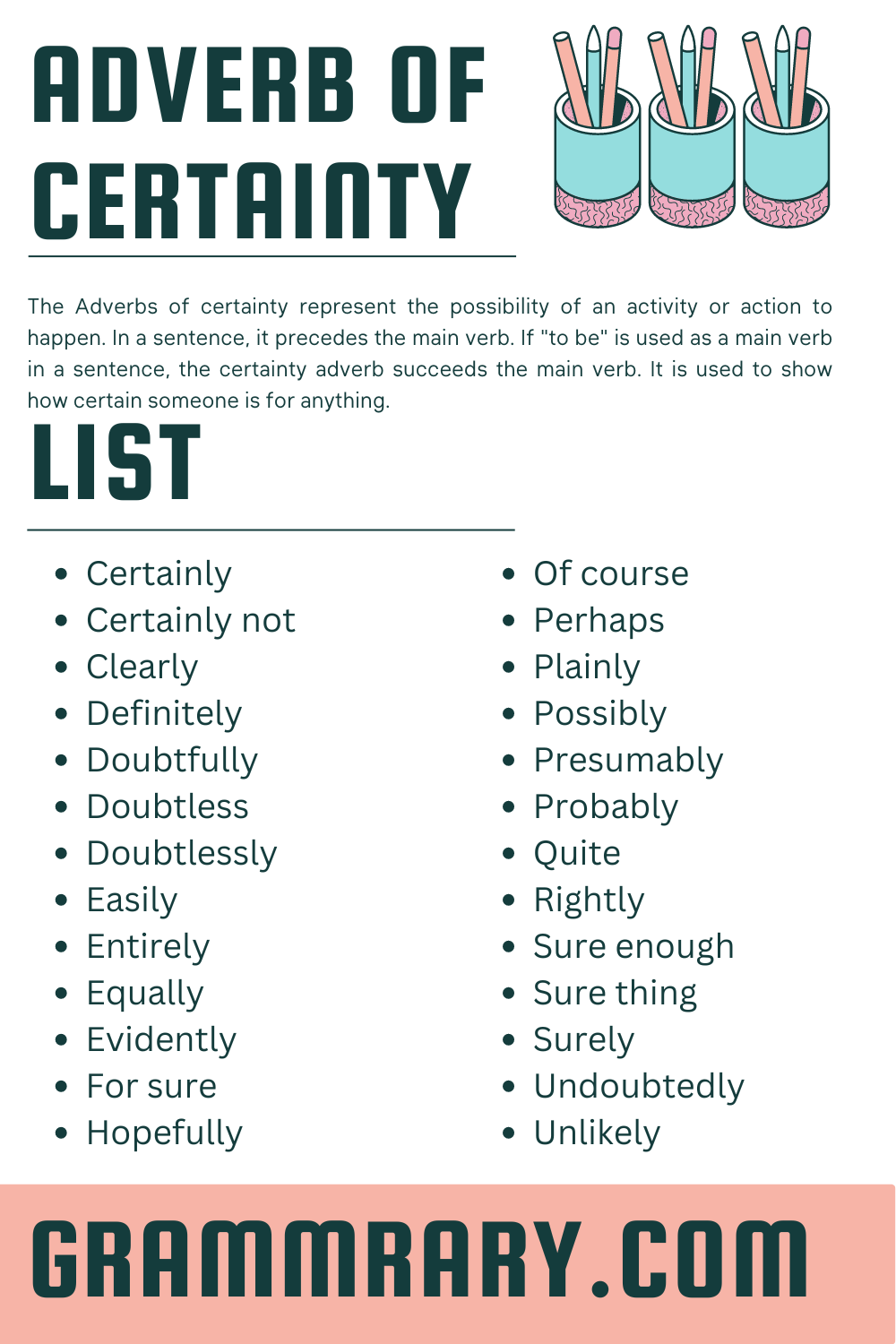 Adverb of Certainty | Definition, Usage, List and Worksheet - grammrary.com