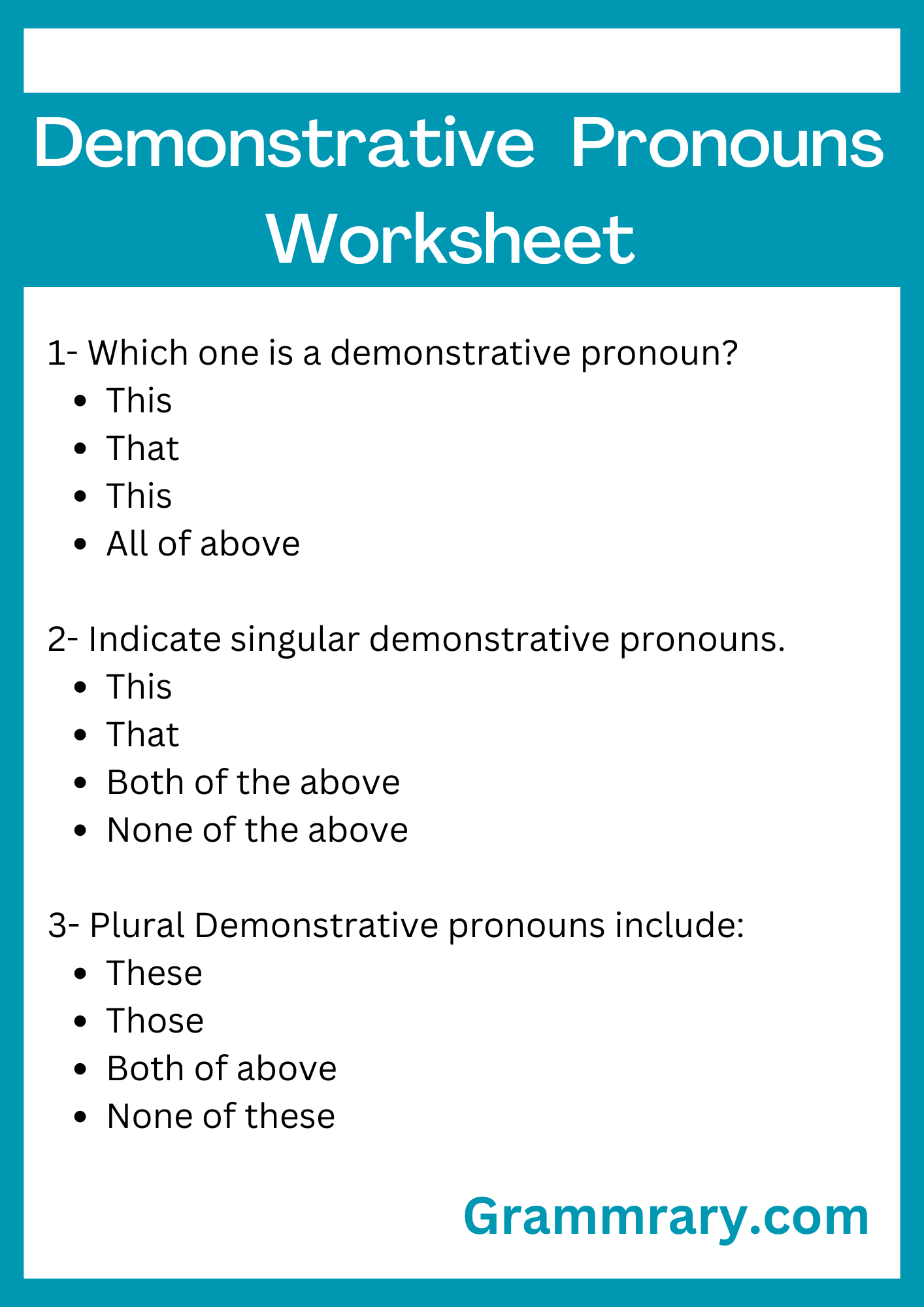 Demonstrative Pronouns