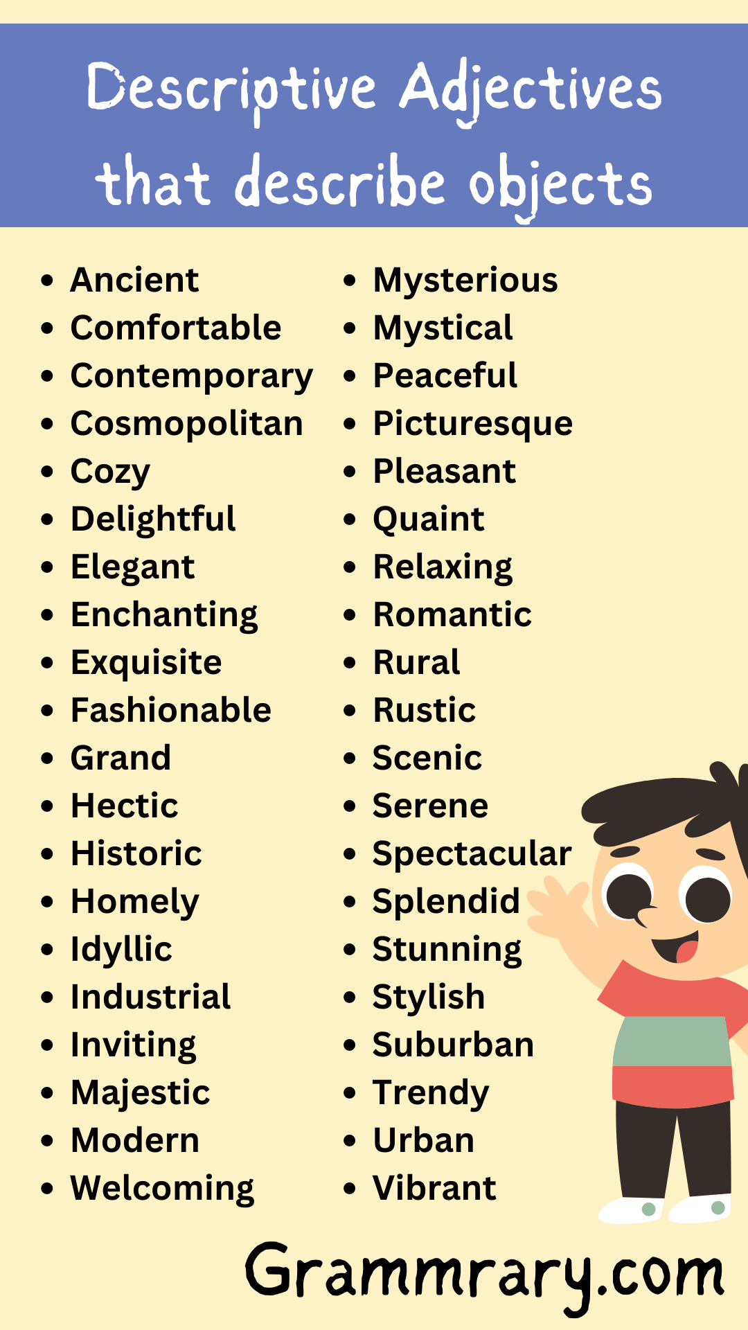 Descriptive Adjectives to describe objects