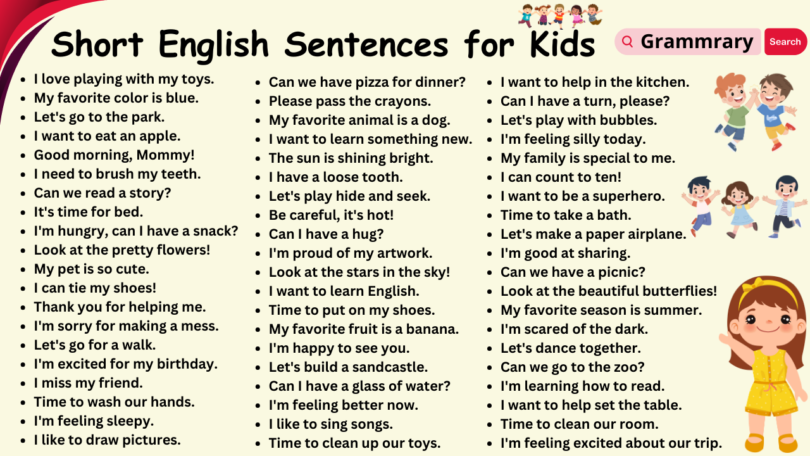 100 Short English Sentences for Kids for Daily Use