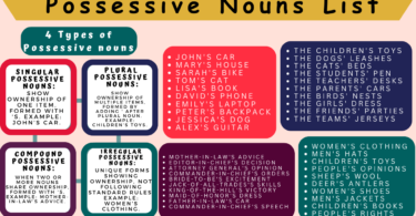 Possessive Nouns List, Definition, Examples and Exercise