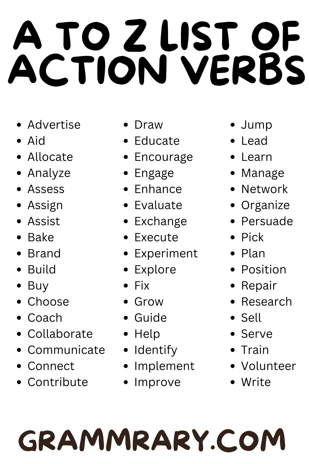 Action Verbs List