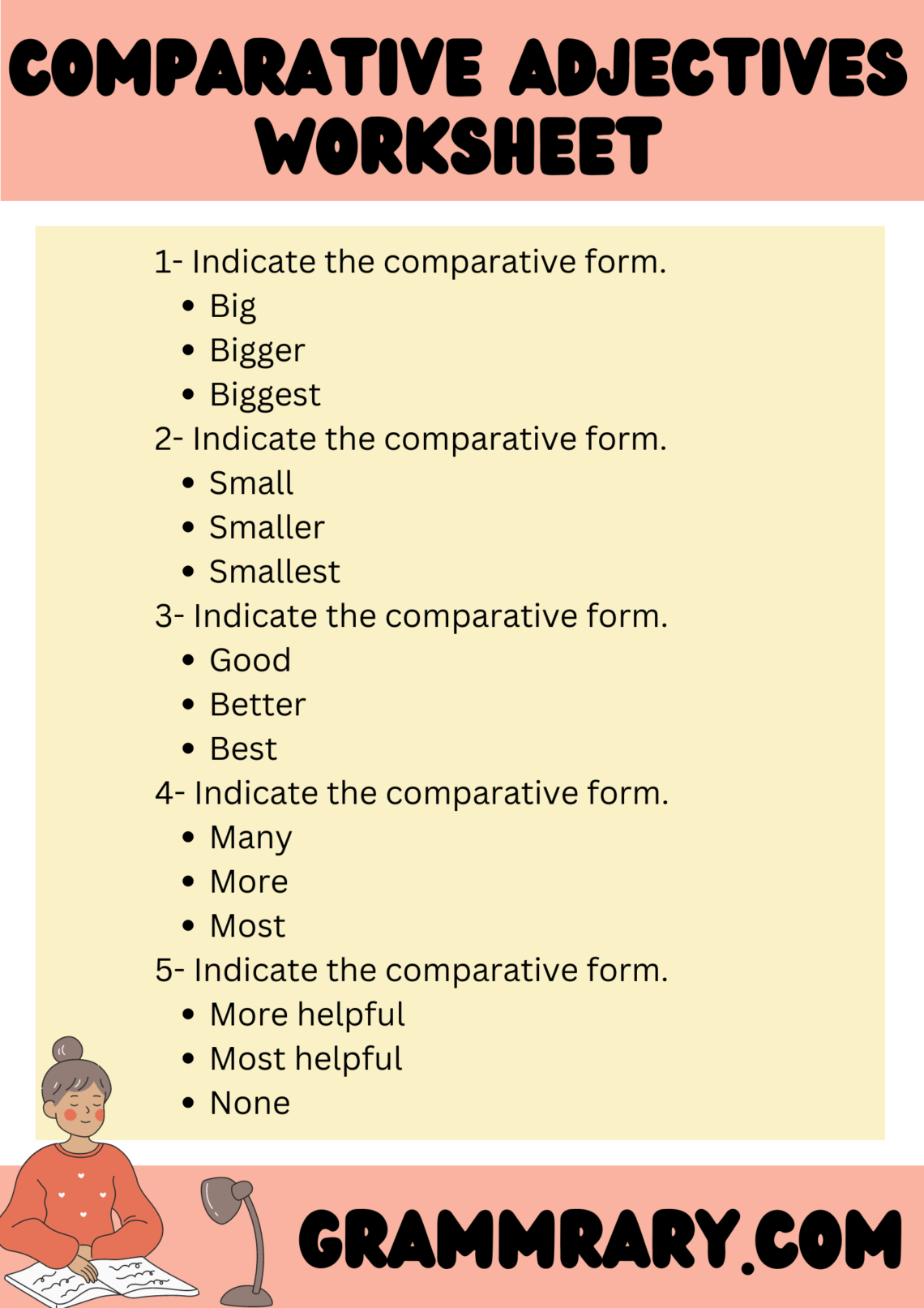 The Comparative Adjectives in english | Formation, and Worksheet ...