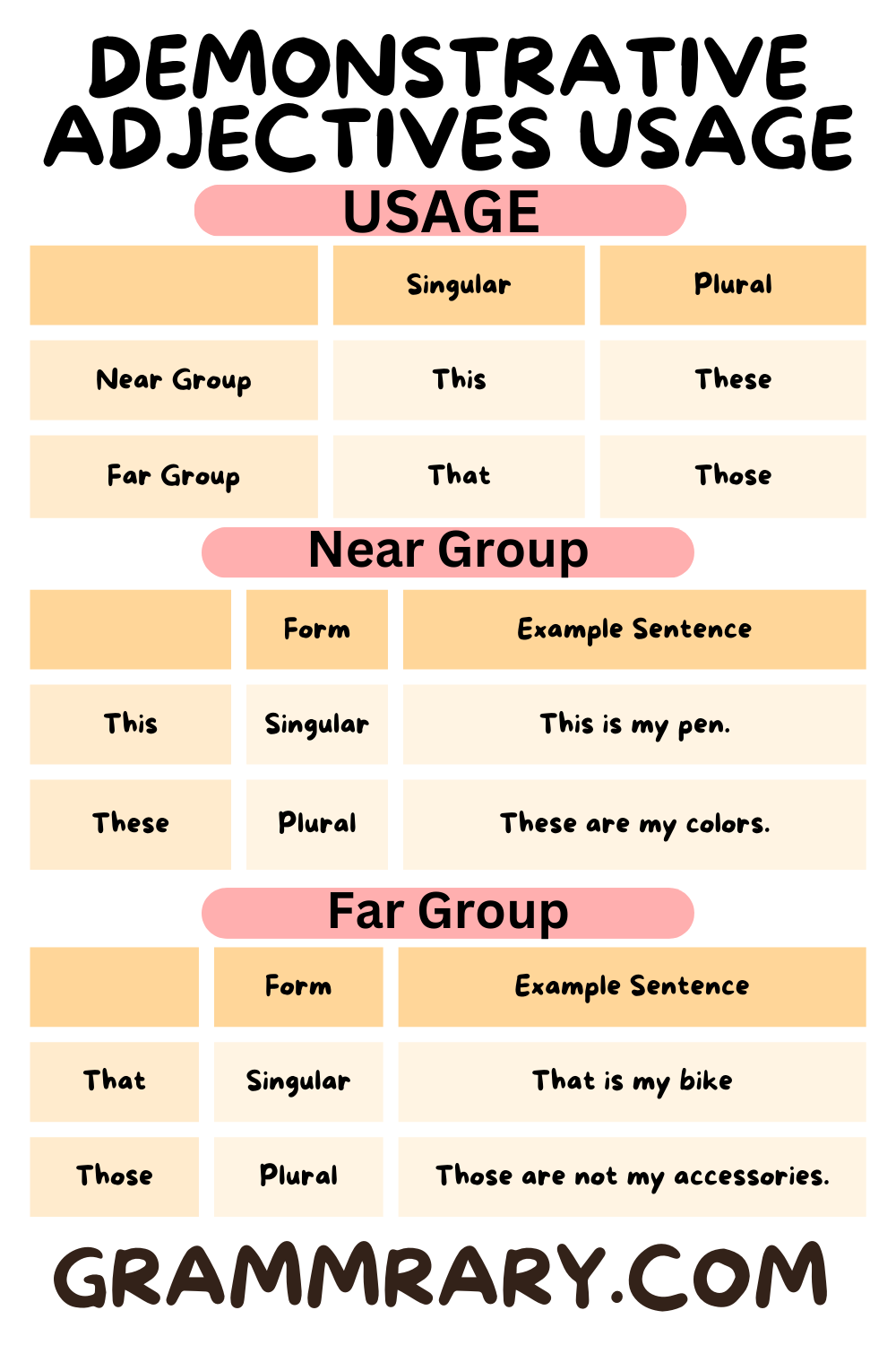 Demonstrative Adjectives usage