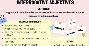 Interrogative Adjectives, Definition, Examples, Types and Usage