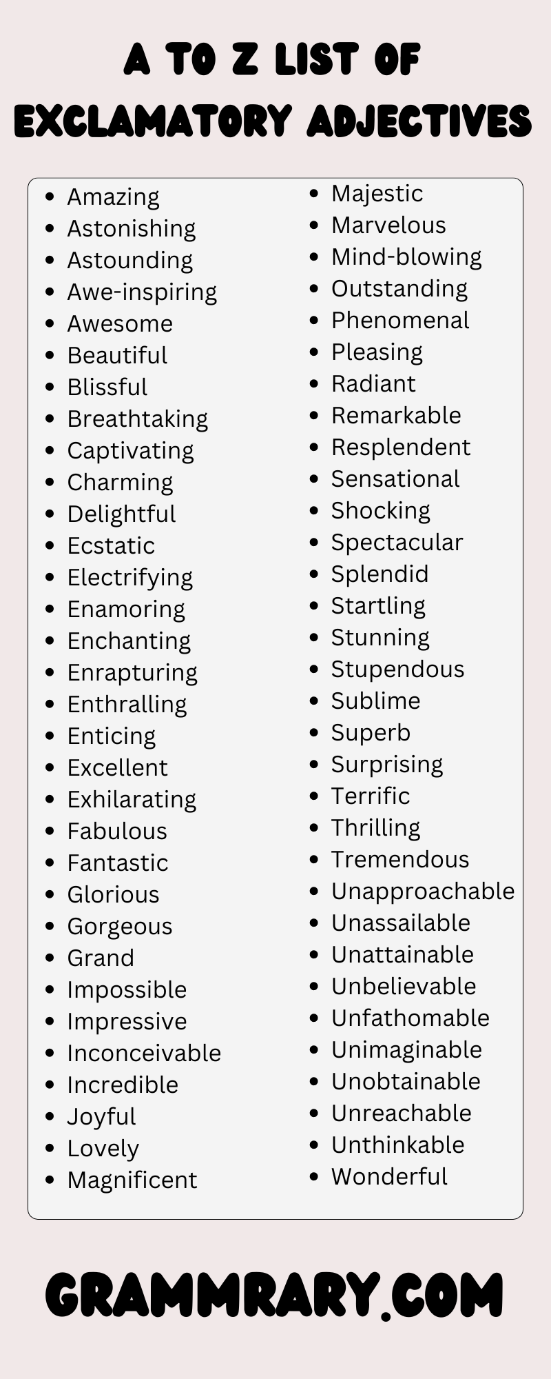 Exclamatory adjectives List 