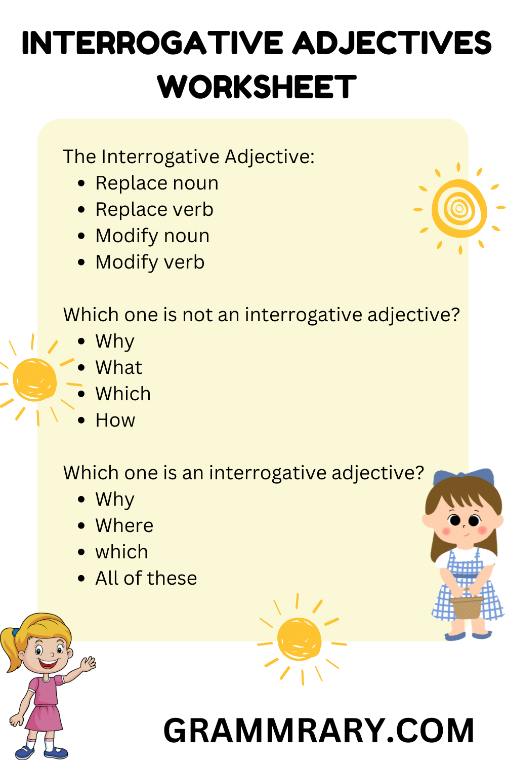 Interrogative Adjectives Worksheet