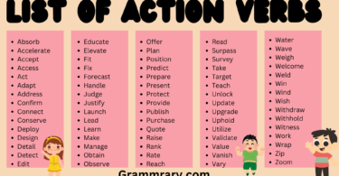 list of action Verbs