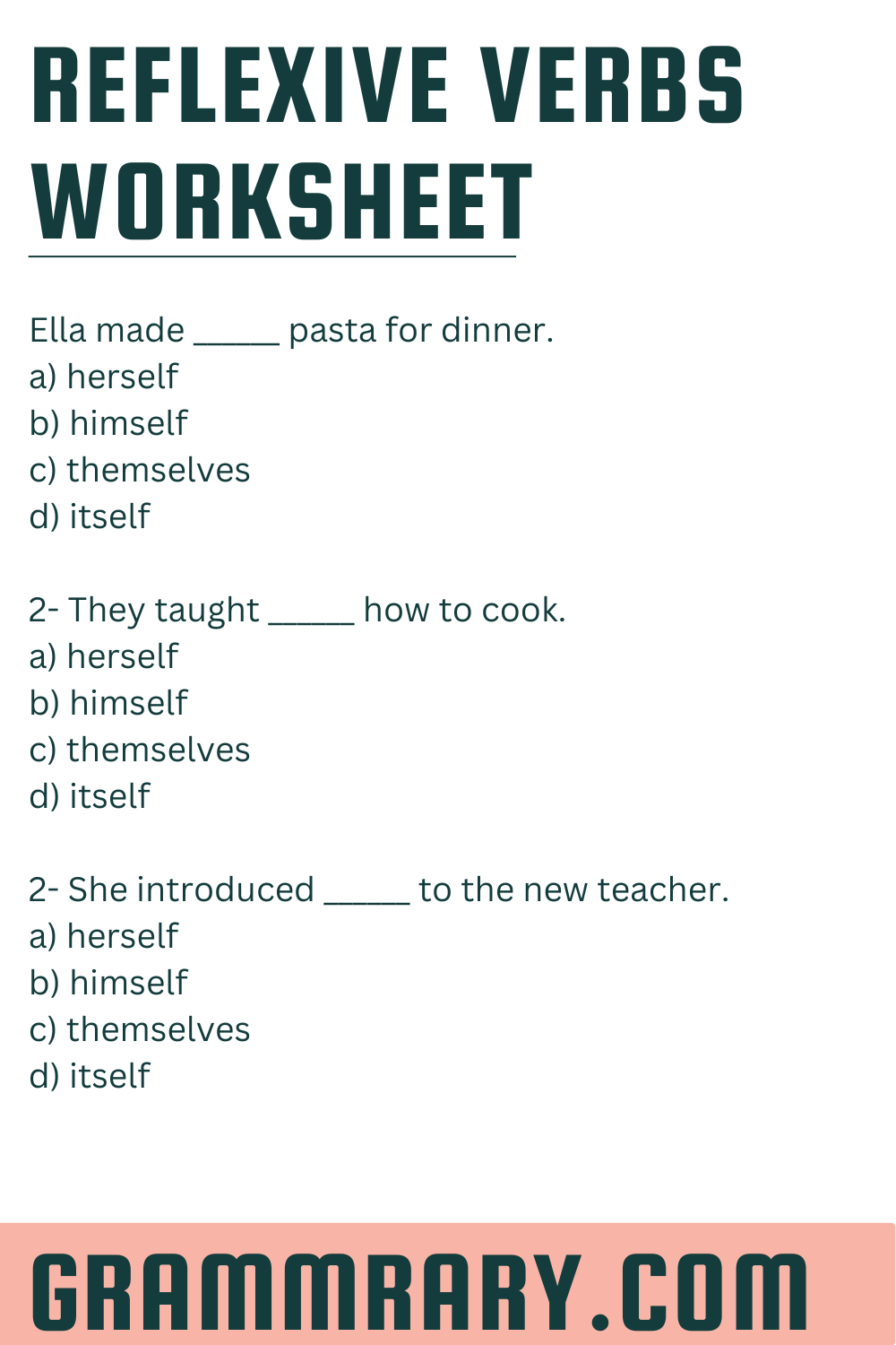 Reflexive Verbs Worksheet