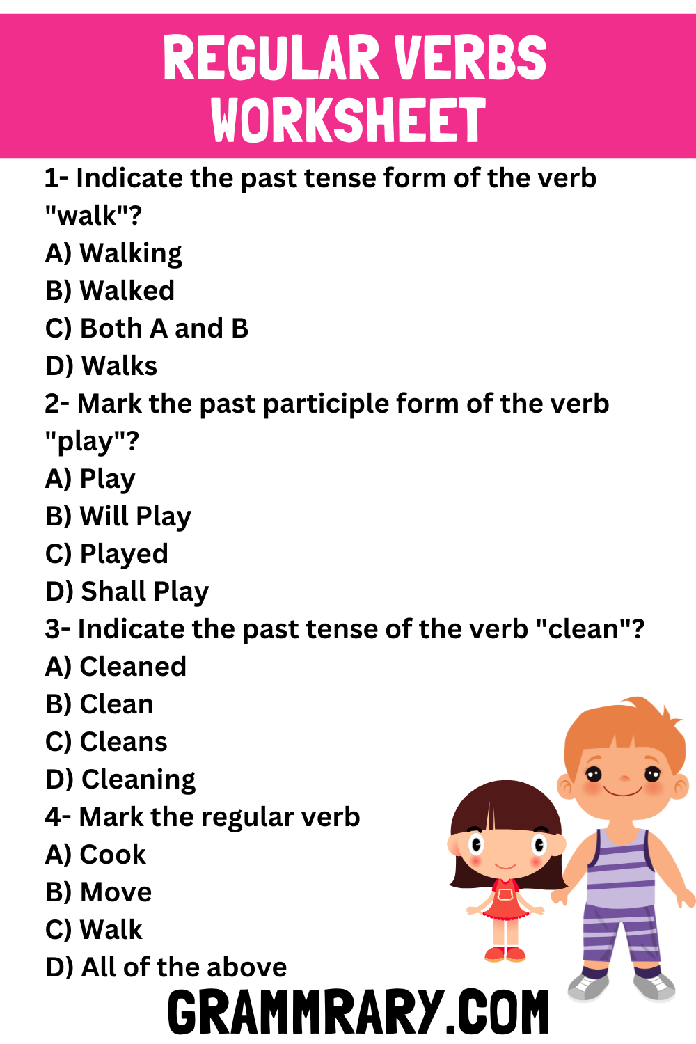 Regular Verb Worksheet