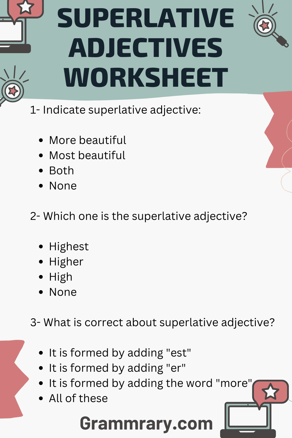 Explore Superlative Adjectives Worksheet