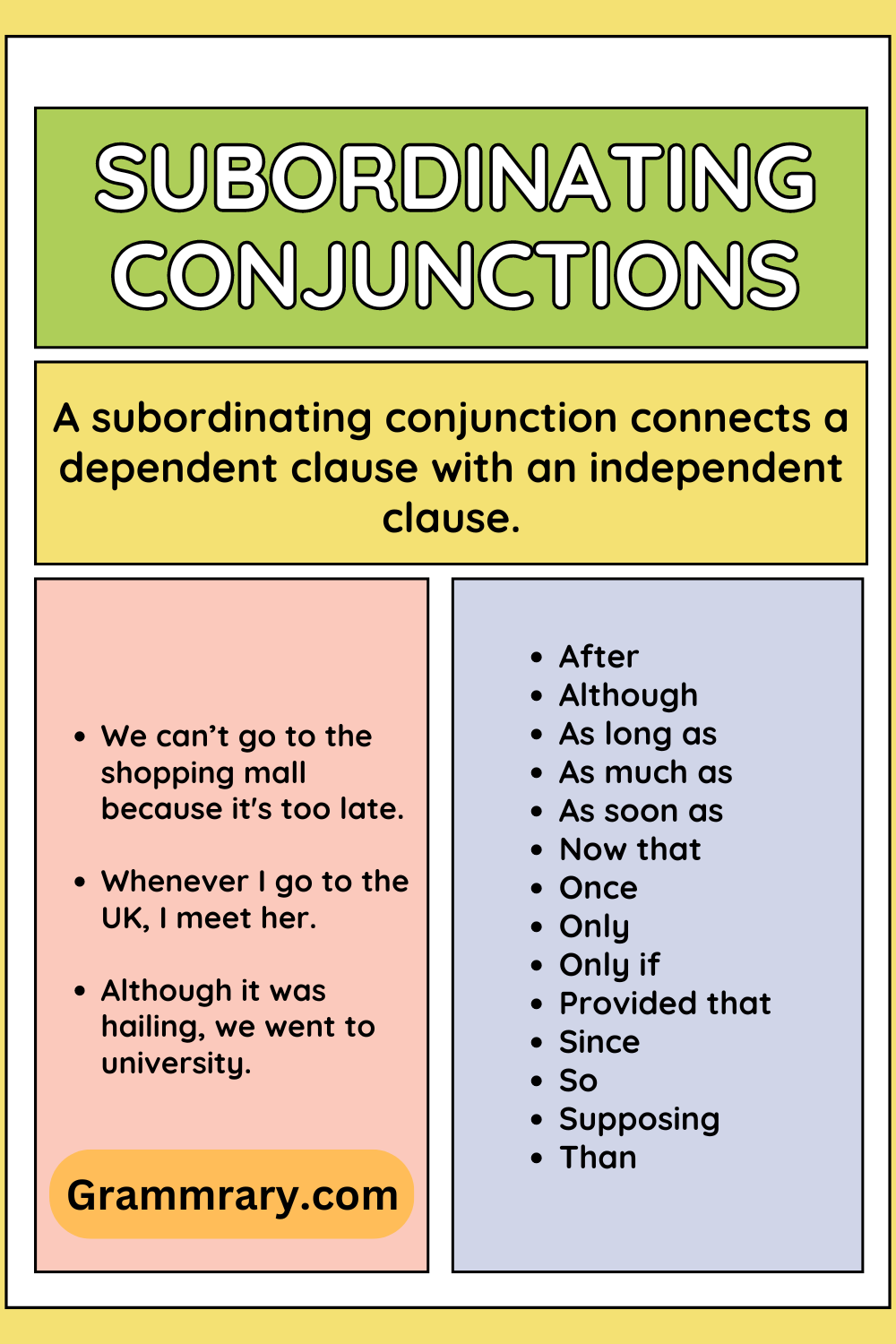 What are subordinating conjunctions