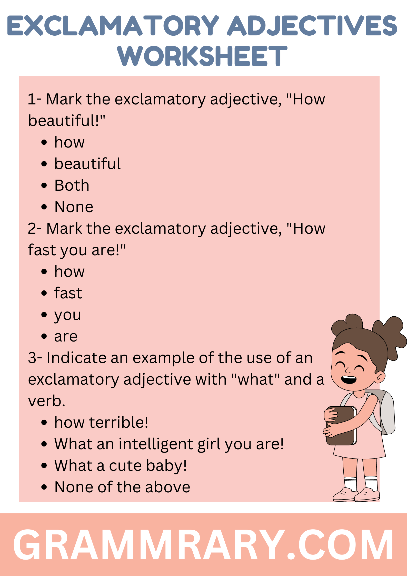 Exclamatory adjectives Worksheet