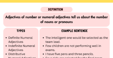 Numeral Adjectives, its types, examples, usage and list