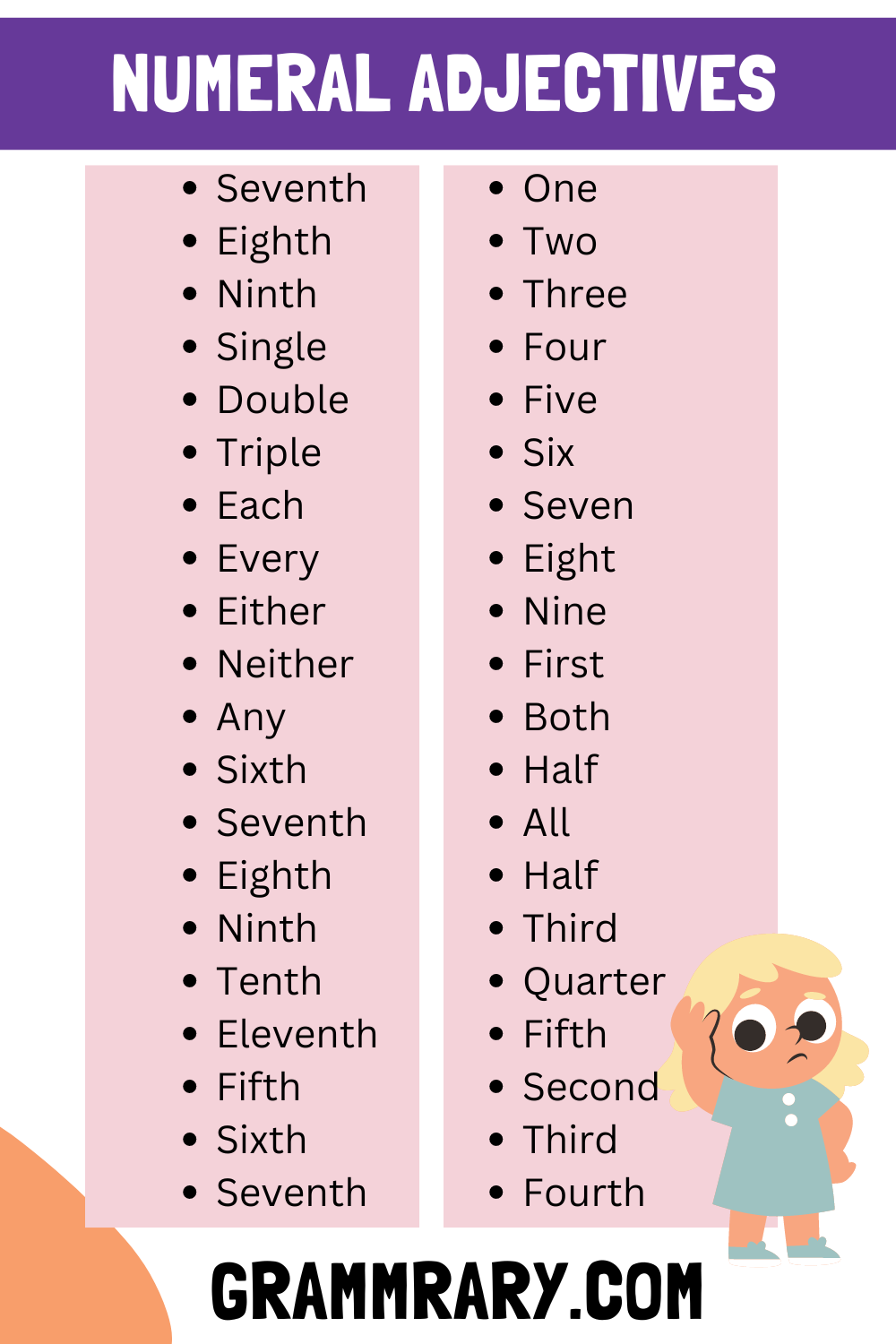 numeral adjectives list