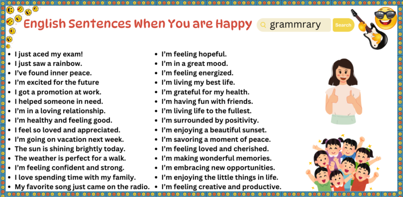 120 English Sentences for Happy mood and feelings