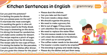 120 Kitchen Sentences Use for Daily Life in English