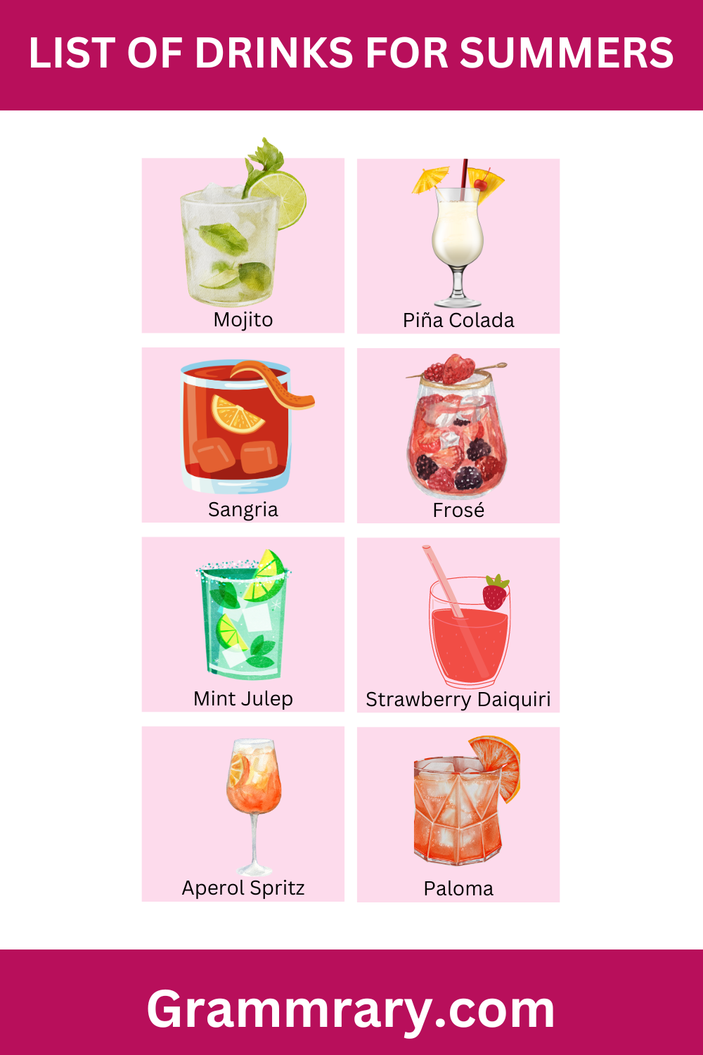 List of Drinks for Summers with Names and Images - grammrary.com