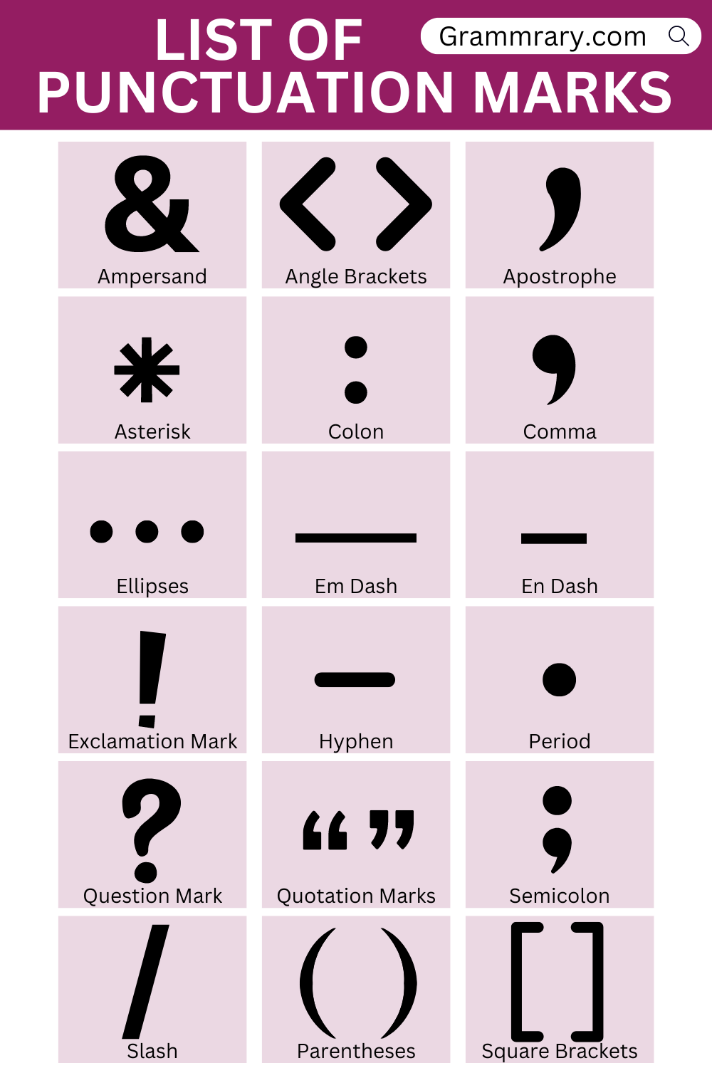 List of Punctuation Marks