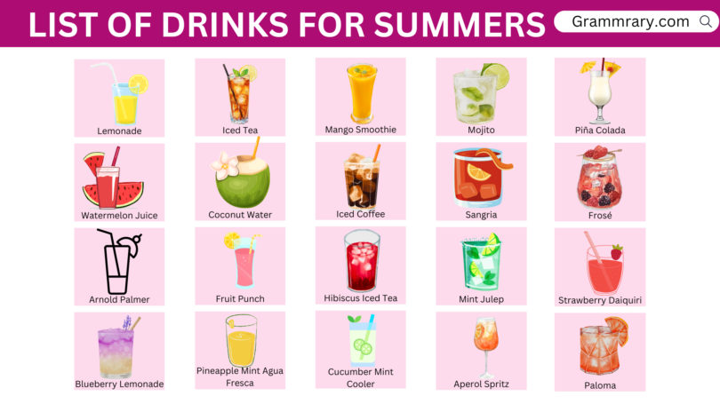 List of drinks for summer