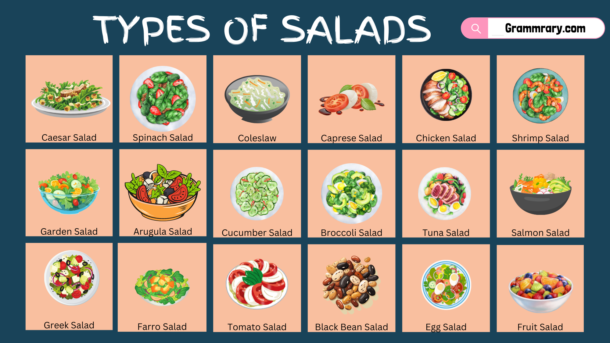 Different Types of Salads with names and images - grammrary.com