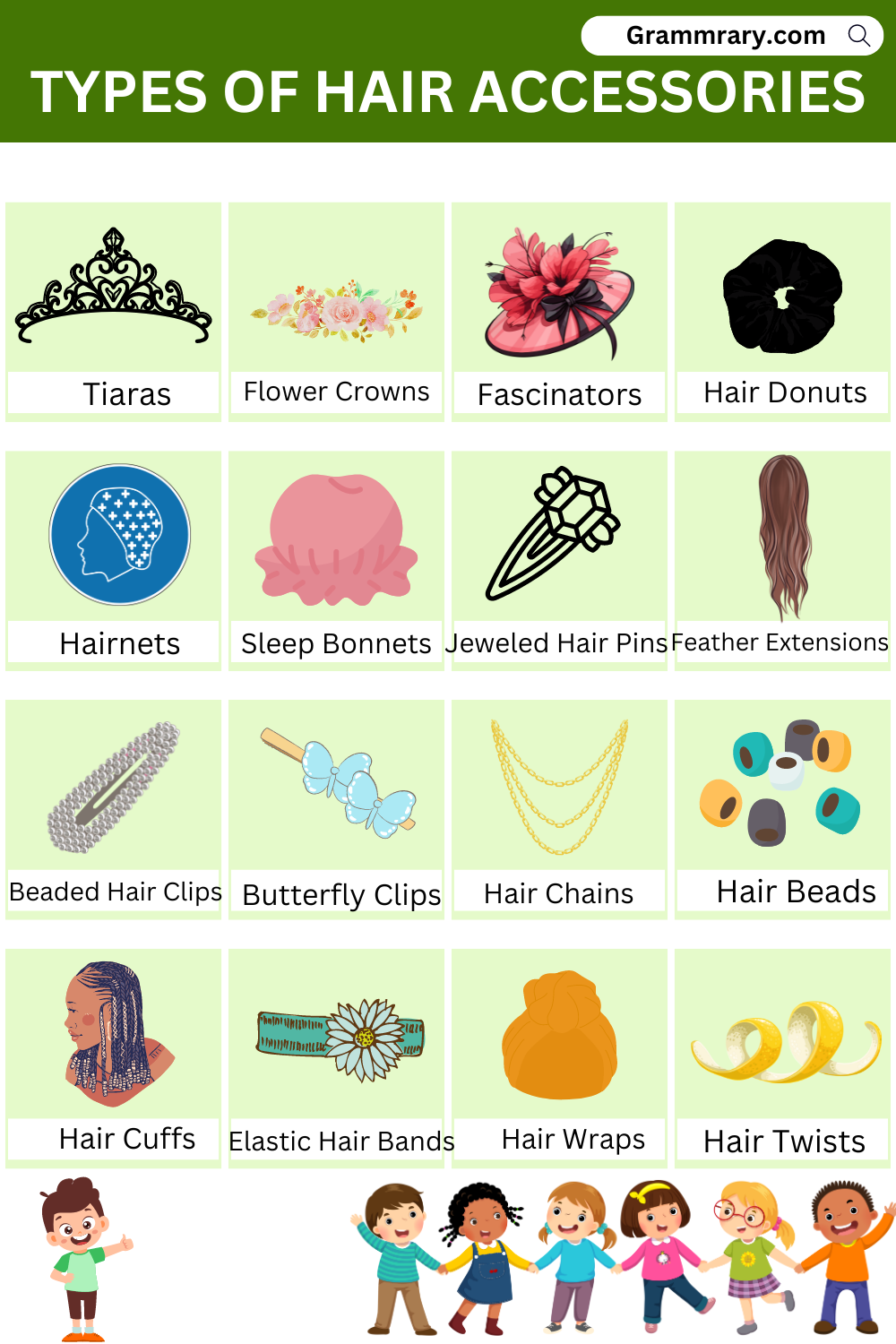 Hair accessories with names and images