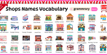 100 Shops Names Vocabulary in English with Pictures