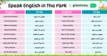 Speak English in the Park | English To Urdu Sentences