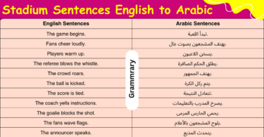 Stadium Sentences in English with Arabic Translation