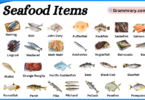 Types of Seafood Items Names in English