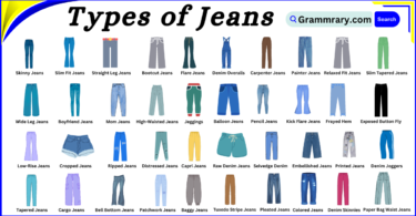 Jeans Names and Their Different Types in English