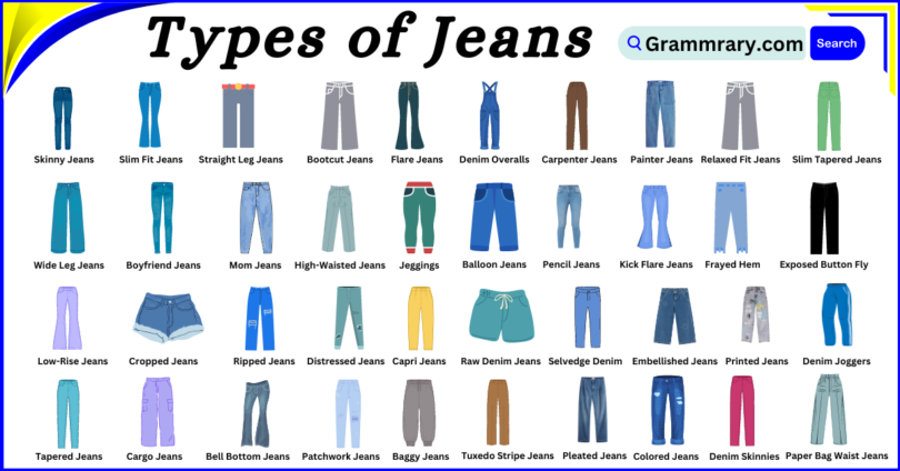 Jeans Names and Their Different Types in English with Pictures grammrary